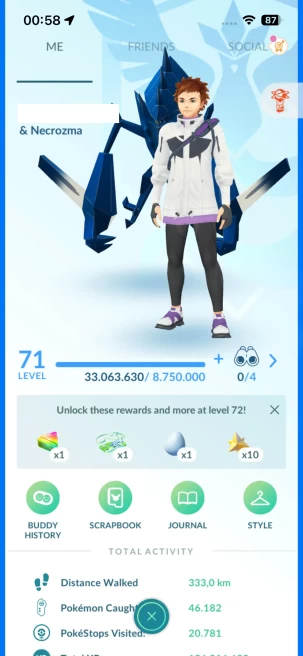 Level 71, 93 Pokemon 3000CP+, 6 Legendary IV100, 133 Shiny, 222 Legendary, 347 IV 100, 9 Shiny Legendary, 31 Shadow Legendary