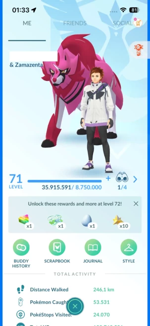 Level 71, 217 Pokemon 3000CP+, 5 Legendary IV100, 200 Shiny, 225 Legendary, 352 IV 100, 14 Shiny Legendary, 26 Shadow Legendary