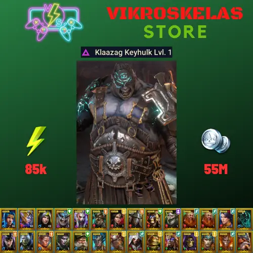 Starter acc with Klaazag : 85k energy / 55 mln coins / Minaya, Sigmund, Yoshi 2x, War Mother, Arix, Ninja + 20 Login Legendaries