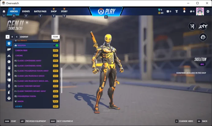 Snow Angel / GENJI / SEOUL DYNASTY AWAY / OVERWATCH LEAGUE WHITE / Full Mail Access / see the picture / Please Read Description / Seth