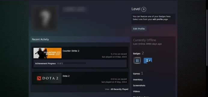 FACEIT _ Last Online 10 year ago _ < 30 Days Warranty >_ NO VAC_ 10Y, 5Y, Loyalty Badge, Global Badge