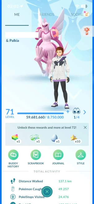 Level 71, 260 Pokemon 3000CP+, 5 Legendary IV100, 141 Shiny, 242 Legendary, 362 IV 100, 11 Shiny Legendary, 25 Shadow Legendary