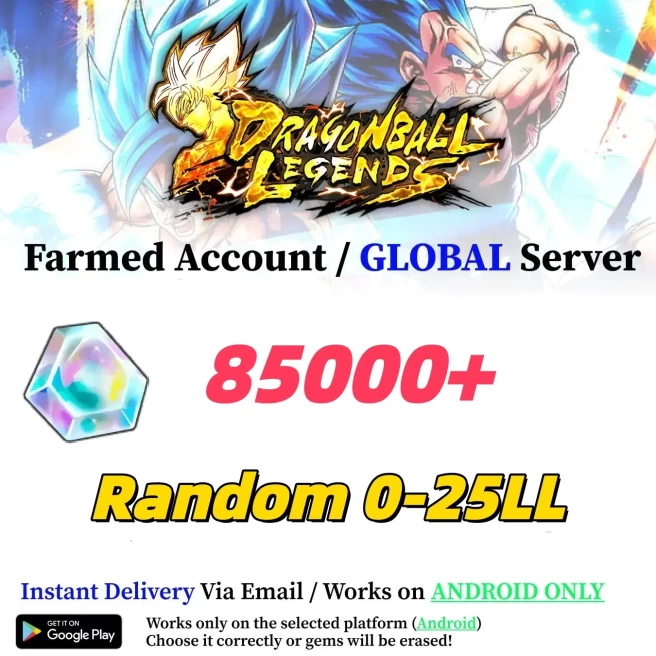 GLOBAL//[Android only] 85000+Chrono Crystal】+Random 0-25LL|Baidan ID | The plot has been completed | DragonBall Legends