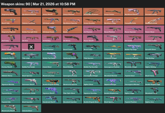 EU / 90 skins / Araxys Bio-Atomizers / Kuronami Vandal / Glitchpop Vandal / Onimaru Kunitsuna