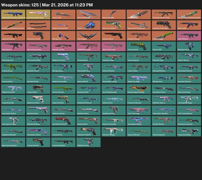 EU / 125 skins / Reaver Karambit / Champions 2025 Vandal / EX.O Vandal / Overlay Dagger / XERØFANG Vandal