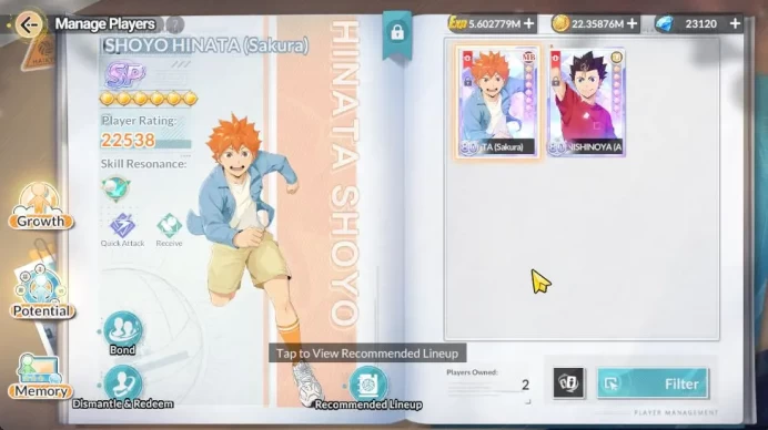 [SEA] Lv48|2 SP (Hinata,Nishinoya)+Memo 1 UR (Kageyama)+Memo 16 SSR (Tanaka+Memo,Daichi,Tsukishima,Asahi,etc)|CheckSS(HFH1013)
