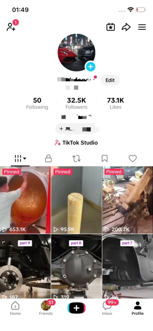 Instanly Delivery/ Monetized 32K Real Followers+70K Real Likes Account/ Creator Rewards Program Activated/ Live Stream/ Full Access