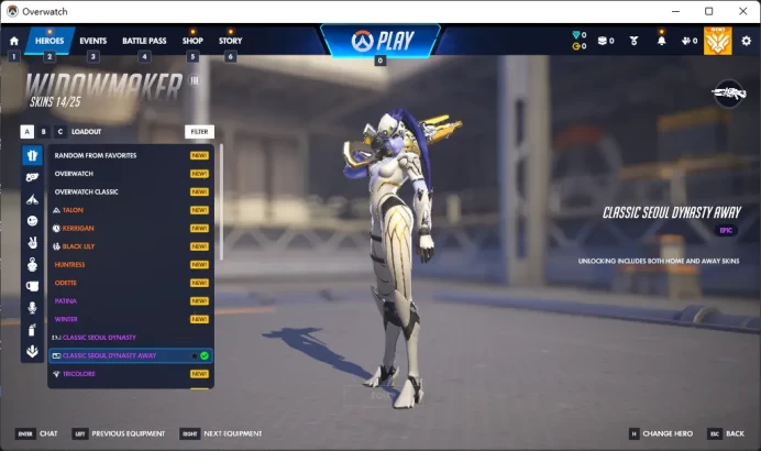 CLASSIC SEOUL DYNASTY AWAY /  8 Gold Weapons / Full Mail Access / see the picture / Please Read Description / Randal