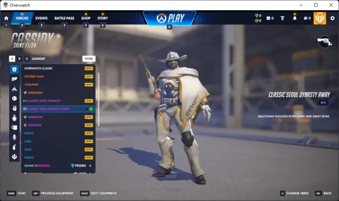 CLASSIC SEOUL DYNASTY AWAY /  8 Gold Weapons / Full Mail Access / see the picture / Please Read Description / Randal