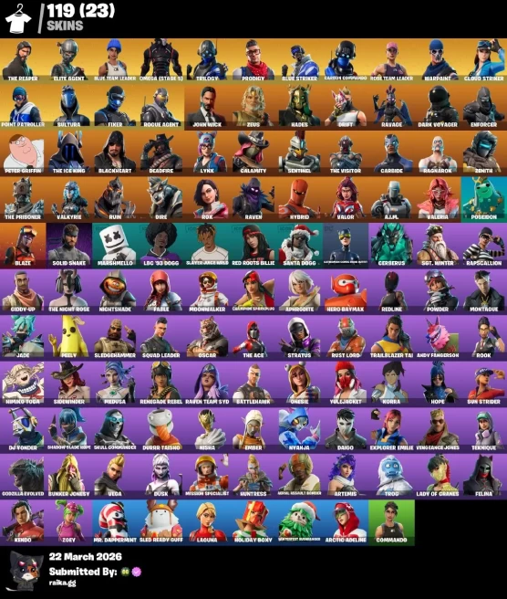 [PC/PSN/XBOX] 119 skins | Deluxe STW | The Reaper | Take the L | Mako | Omega (stage 5) |Point It Out | Hot Marat | 1350 VB