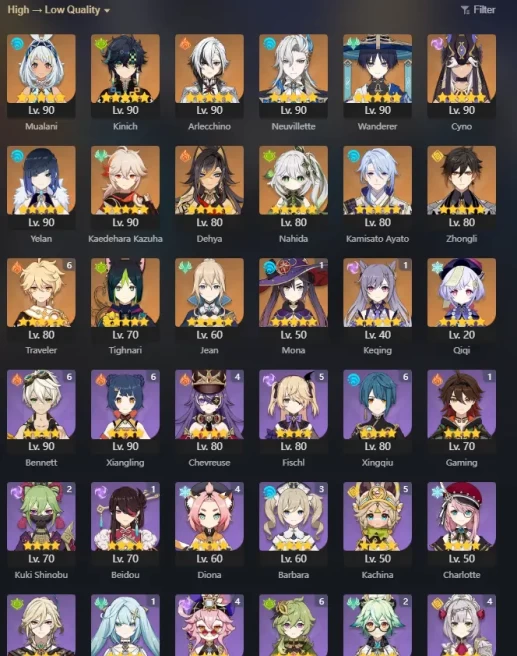 NA AR58 | 17+5 | Dehya + Beacon of the Reed Sea • Wanderer • Yelan • Mualani