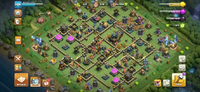 TH17 LVL206 | Heroes : BK83 AQ100 MP83 GW75 RC50 DD5 | 1.8K Gems | Decent Base | Best Price | War Stars, Magic Items, Equipment Epic, Hero Skin