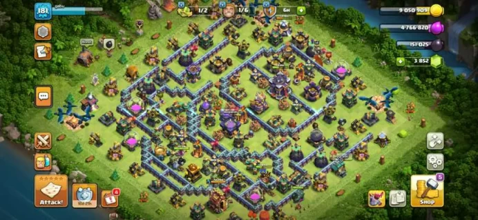 TH16 LVL181 | Heroes : BK59 AQ68 MP51 GW43 RC32 DD2 | 3.8K Gems | Decent Base | Best Price | Magic Items, Hero Skin, War Stars, Equipment Epic 