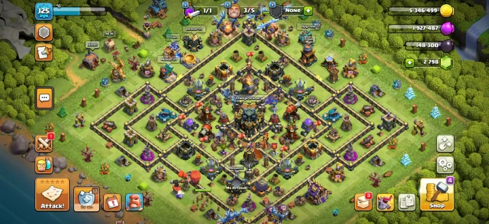 TH17 LVL125 | Heroes : BK46 AQ55 MP41 GW45 RC31 DD3 | 2.8K Gems | Decent Base | Best Price | Magic Items, Hero Skin, War Stars, Equipment Epic 