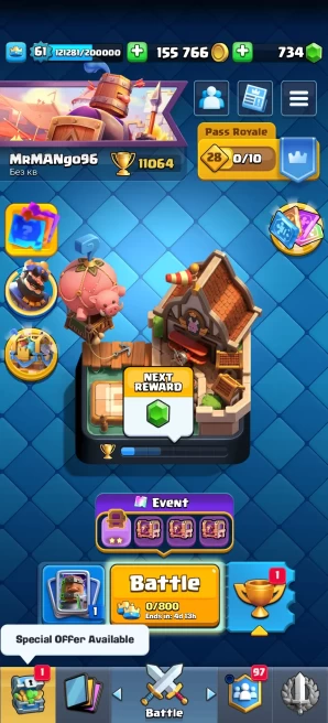 [Code 9619] Level 61 / 3 Cards Max + 12 Skins Towers / Very Cheap