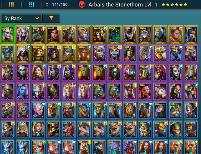 Starter. Mythical Arbais the stonethorn. 18 Legendary. 3500 Gems