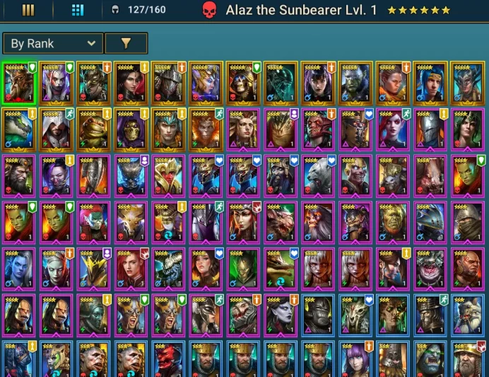Starter. Mythical Alaz the sunbearer. 18 legendary . 4900 gems.