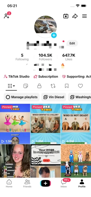 Instanly Delivery/ Monetized 100K Real Followers+640K Real Likes Account/ Creator Rewards Program Activated/ Live Stream/ Full Access