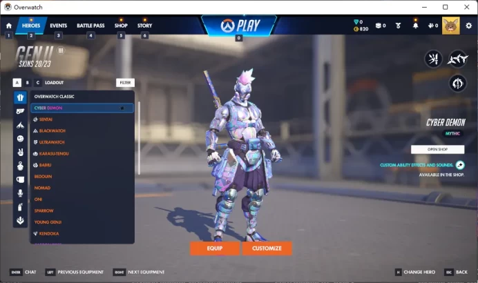 GENJI / CYBER DEMON / 10 Gold Weapons / Full Mail Access / see the picture / Please Read Description   / EstelC