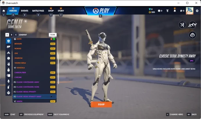 GENJI / CLASSIC SEOUL DYNASTY AWAY / Full Mail Access / see the picture / Please Read Description / wmxwg