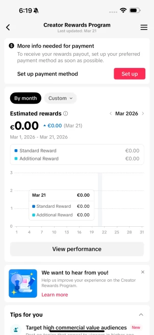 [Discounted] France Monetized Creator Rewards Program Account | 12K Followers & 71K Likes | Verified Screenshots + Instant Delivery
