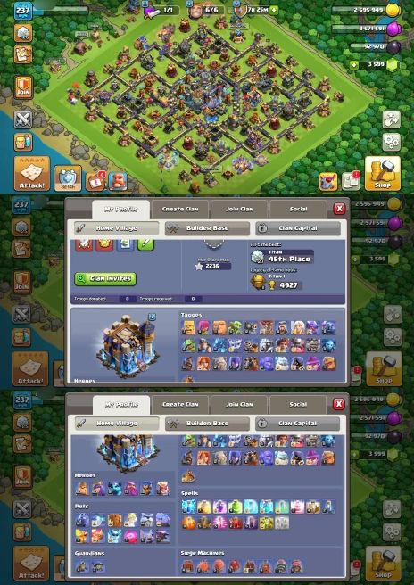 R169- TH18 Near Max | XP 237 | BK100 AQ100 MP81 GW75 RC50 | 1K NC & 9 Epic Equipment | 100% Secure SCID | iOS & Android