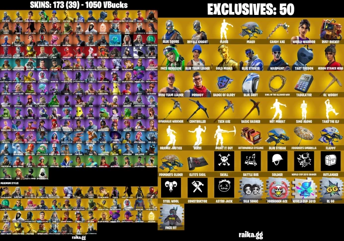 [Rent Cheap Accounts for 14 Days] [PC/PSN/XBOX] 173 skins | OG STW | Blue Squire | Royale Knight | Floss | Mako | Jules Mxa250
