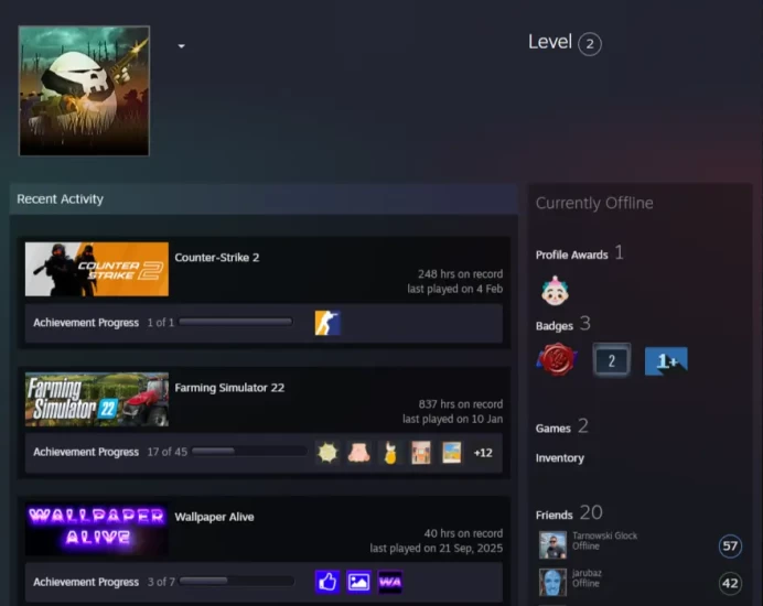 CS2 Prime 248 hours+1Medals(Global Offensive Badge)