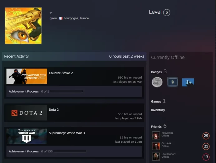 CS2 Prime 650 hours+4Medals(2019 Service Medal/5Y/Loyalty Badge/Global Offensive Badge)