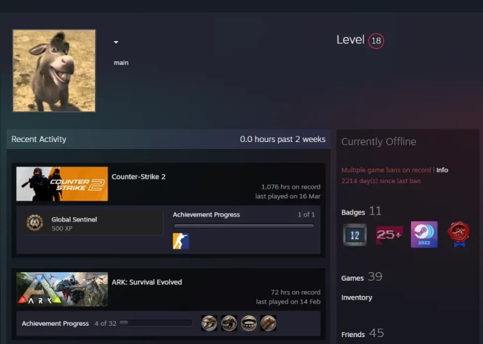 39Game-CS2 Prime+6Medals(2016-2018 Service Medal/10Y/5Y/Loyalty Badge/Global Offensive Badge)