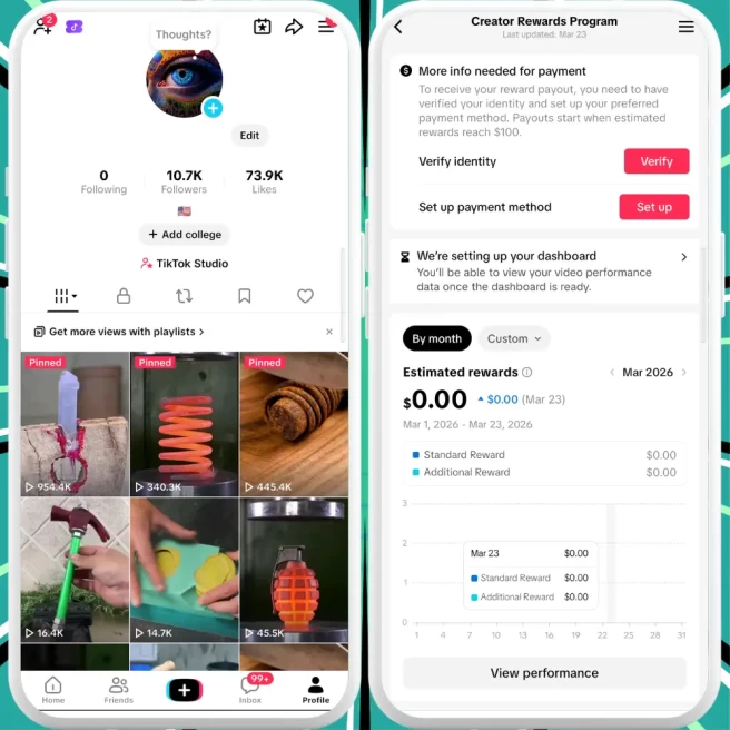 [Discounted] US Monetized Creator Rewards Program Account | 10K Authentic Followers & 73K Likes | Verified Screenshots + Acc in Good Standing