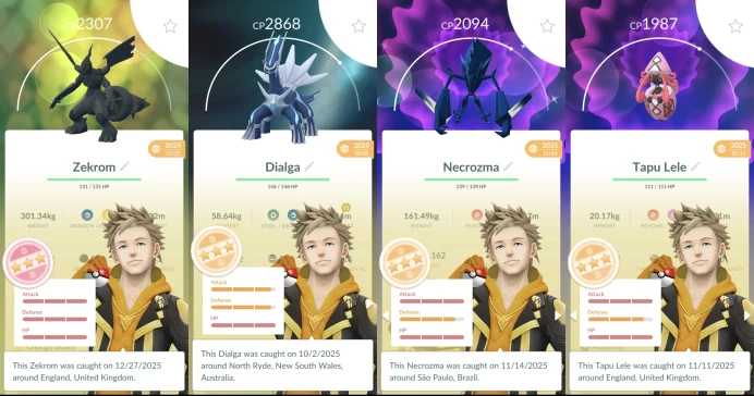 Level 70 Account -- 6M Dust, 4* Zekrom, 138 Legendaries, 133 Shinies, 9 Shiny Legends, 11 100IVs Pkm, 313 Total Pkm, Item Bag 1100. o060