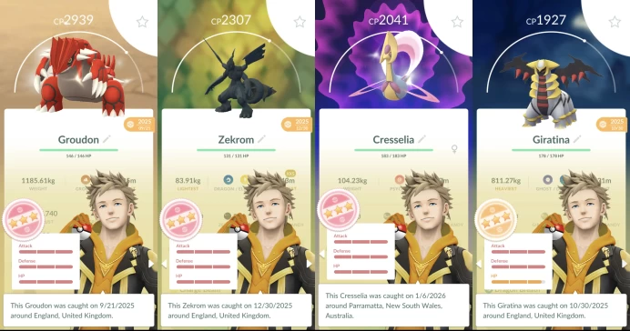 Level 70 PoGo -- 7M Stardust, Hundo Groudon, 11 Hundos, 145 Legends, 3 100IVs Legends, 9 Shiny Legends, 133 Shinies, 311 Ttal Pkm. o064
