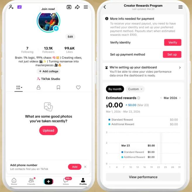 [USA] Fully Monetized Creator Rewards Program Account – 13K Real Followers & 99K Likes | Instant Earnings, Full Access & Good Standing