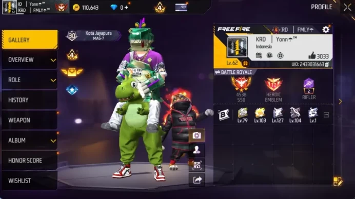 Indonesia|4 EVO - XM8 Destiny Guardian Lv 7|M1887 Emerald,Katana Emerald|419 Vault + 222 Bundle JJK & Naruto|Log Google(FF1408