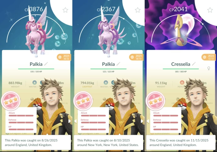 Level 70 Account -- 7M Dust, 4* Palkia, 7 Shiny Legends, 114 Shinies, 3 100IVs Legends, 287 Total Pkm, 14 100IVs Pkm, 1 Shundo Legend. o065