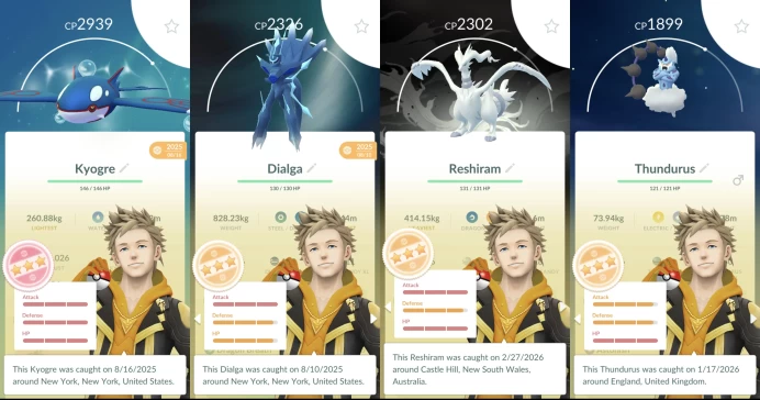 Level 70 Account -- 7M Dust, Hundo Kyogre, 9 100IVs Pkm, 280 Total Pokemon, 10 Shiny Legends, 135 Legends, 110 Shinies, Pkm Storage 500. o067