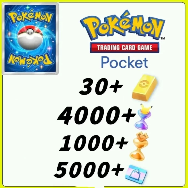 Global Server / Pokémon Gold Bricks*30 - Pack Opening Hourglass*4000- Challenge Hourglass*1000- Store coupons*5000+Android/iOS interoperability