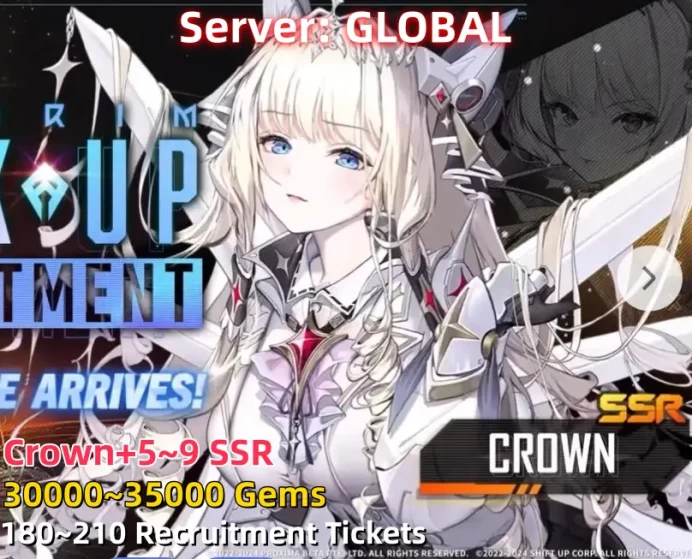 [GLOBAL][30000~35000 Gems]+[Crown+5~9 SSR random]+[180~210 Recruitment Tickets]-starter account-Instant delivery,no need to wait!