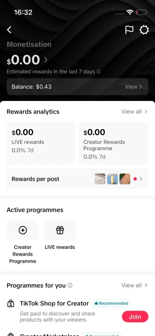 Instanly Delivery/ Monetized 16K Real Followers+130K Real Likes Account/ Creator Rewards Program Activated/ Full Access