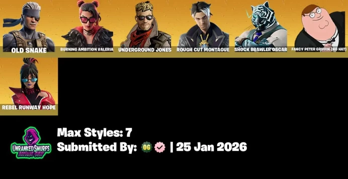 #27 [PC/XBOX/PSN/SWITCH] 23 skins | Burning Ambition Valeria | Fancy Peter Griffin (No Hat) | The Foundation | Ronin | Polar Peely | Old Snake |