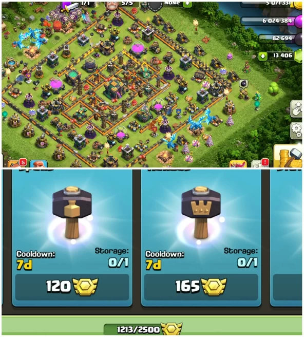 [13402 Gems]||Th14 Full Stacked Account||1213 Cwl Medals||Loaded Magic Items||Free Nc||Exp:135