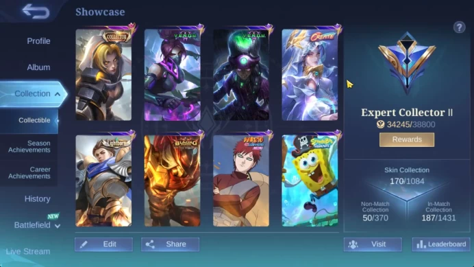Hero 107|Skin 170|High Honor 48|CC Natalia,Gaara Vale,SpongeBob Cyclops,Create Luo Yi,8 Epic,Etc|Take Email|Check SS (MLBB2091)