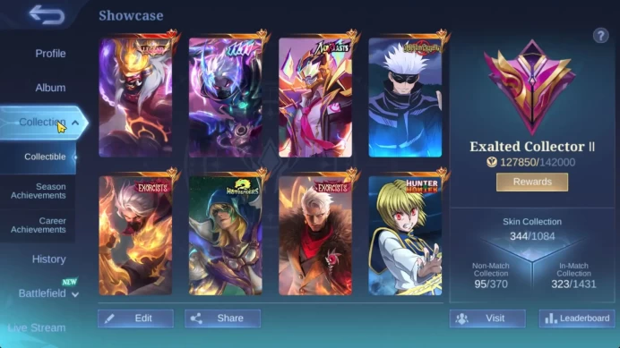 Hero 130|Skin 344|Legend Franco,JJK Xavier,HXH Julian,11.11Haya,NeoBeast Fredrin,Aspirant Ruby,Etc|Take Email|CheckSS(MLBB2092)