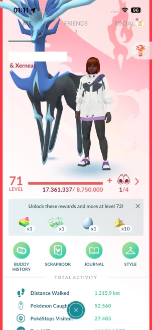 Level 71, 122 Pokemon 3000CP+, 3 Legendary IV100, 166 Shiny, 127 Legendary, 66 IV 100, 4 Shiny Legendary, 57 Shadow Legendary