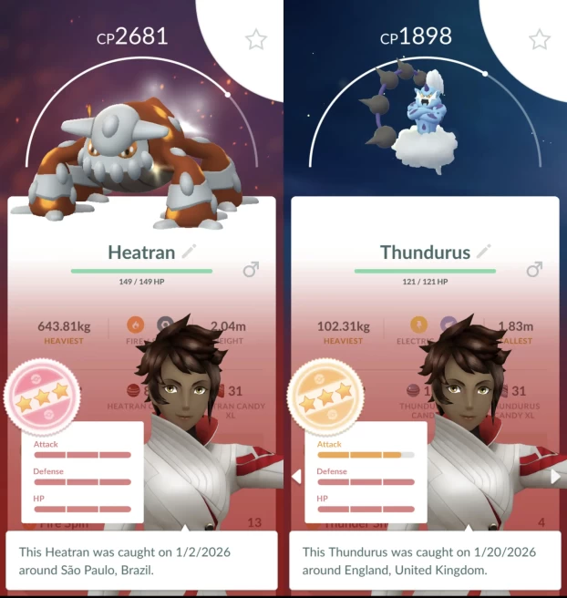 Level 70 PoGo -- 8M Stardust, 4* Heatran, 310 Total Pkm, 160 Shinies, 7 Shiny Legends, 13 Perfects, 102 Legends, 2 Wild Legends. o077