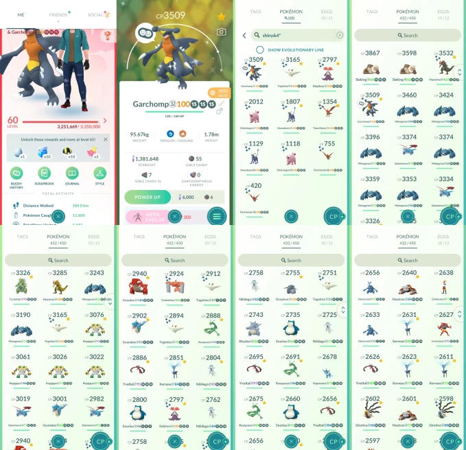 AC1360 -lv 60 Valor | x23 3000CP | x172 2000CP | x80 Legendary | x10 SHUNDO | x51 shiny | x16 100IV | Shundo garchomp | Giratina Origin shiny Me