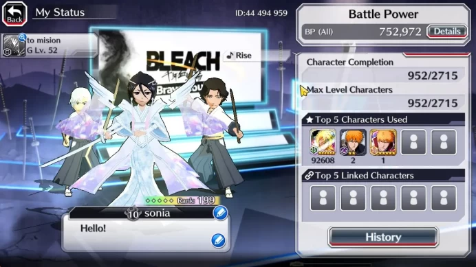 [GLOBAL]50K Orbs|SoulReaper(Shunsui,Jushiro),TYBW25 Renji,Rukia 10th Aniv,[Byakuya,Aizen]Renewd,Etc|6,2K AccTic|Klab ID(BBS2480)