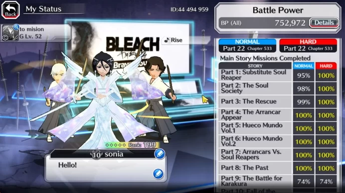 [GLOBAL]50K Orbs|SoulReaper(Shunsui,Jushiro),TYBW25 Renji,Rukia 10th Aniv,[Byakuya,Aizen]Renewd,Etc|6,2K AccTic|Klab ID(BBS2480)