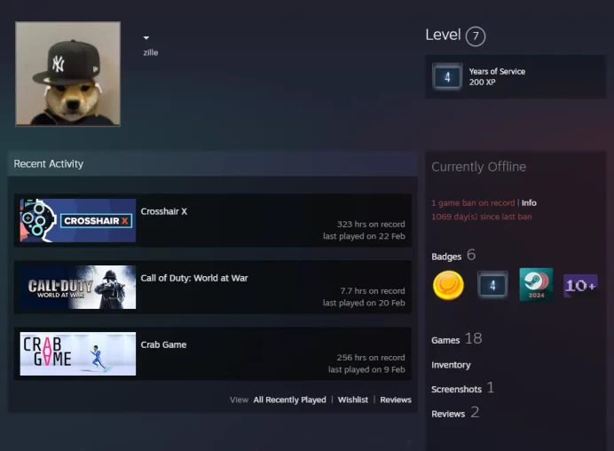 18Game-CS2 Prime 321 hours+1Medals(Global Offensive Badge)-VAC RUST